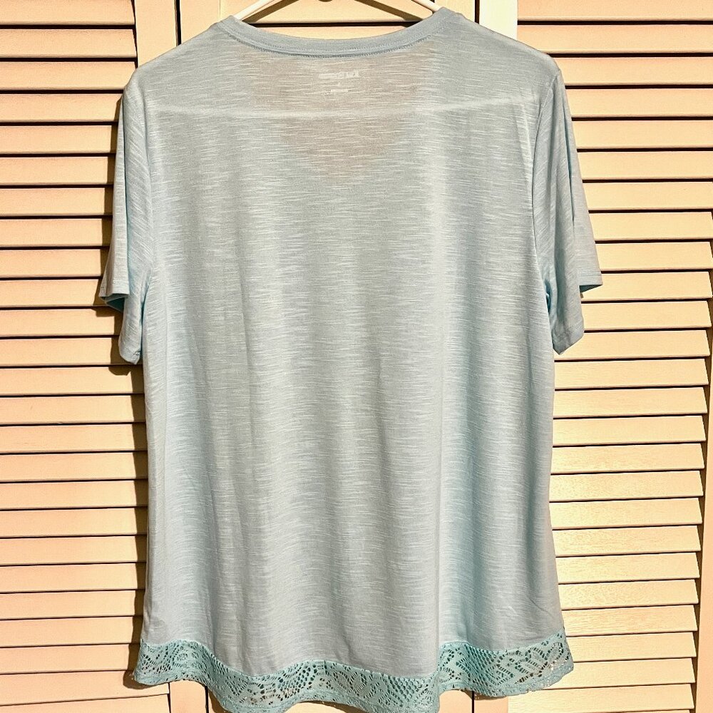 Kim Rogers T-Shirt * Sz Lrg * Take Me To The Sea * Lace Hem * New w/o Tag - Picture 4 of 4